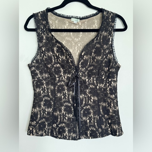 Odille Tops - Vintage Anthropologie Odille Black Cream Corset Bustier Whimsigoth Feminine 10